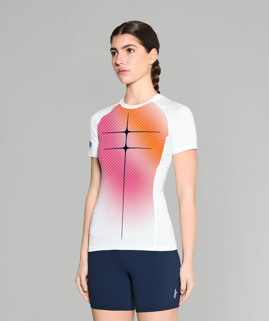 Women's Motion Pro Base Layer SS - White/Vivid Pink