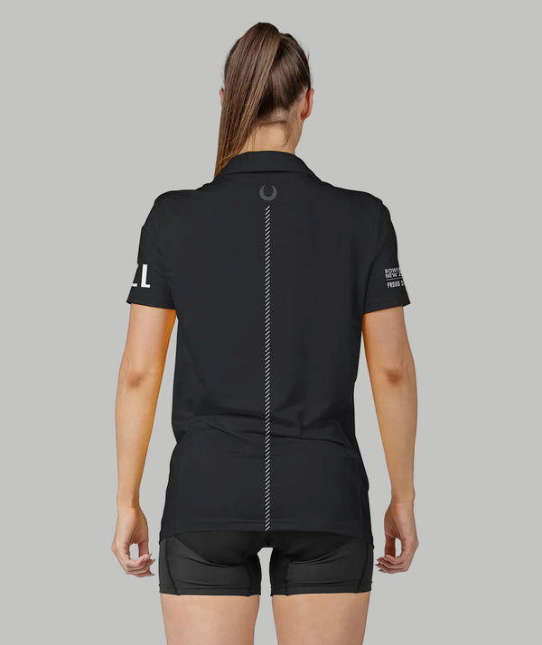Women's Rowing NZ Supporter Polo SS - Black