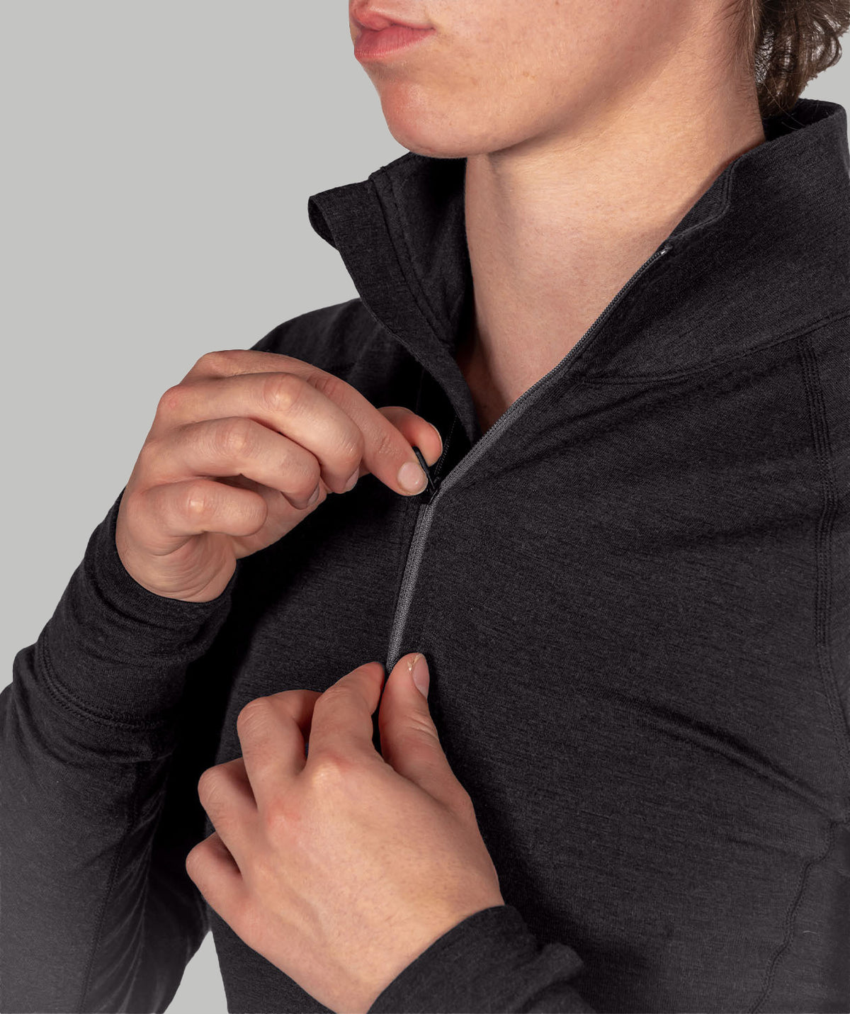 Women's Wreath Pro-Merino ¼ Zip - Black