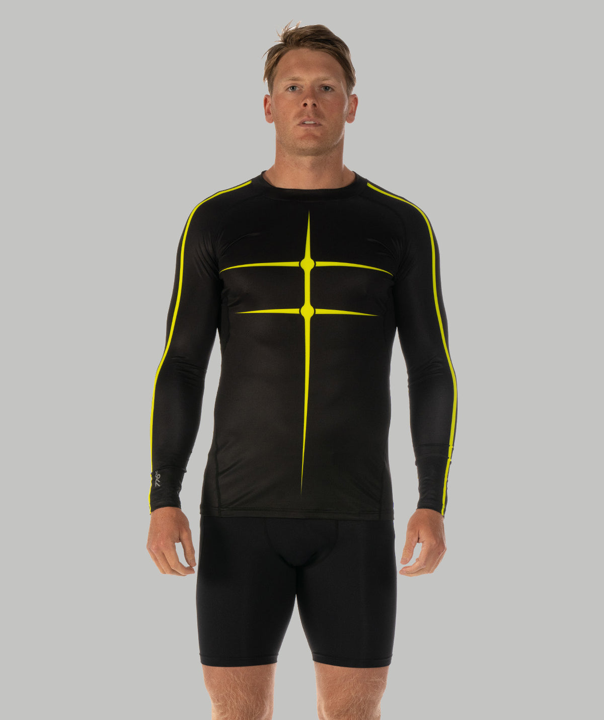 Men's Motion Pro LS Base Layer - Black/Neon Yellow