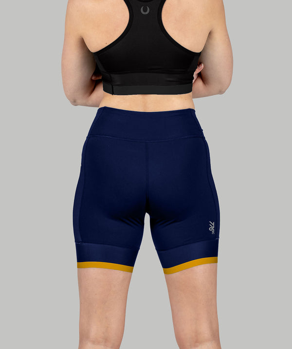 Women's Canberra Rowing Club Masters Pro Active Short - Navy/Yellow