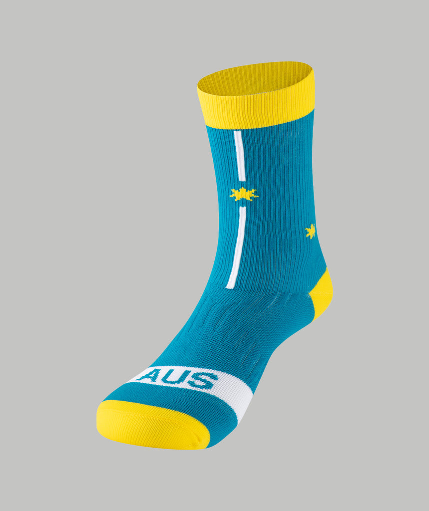 Icon Collection AUS Performance Socks - Green/Yellow/White