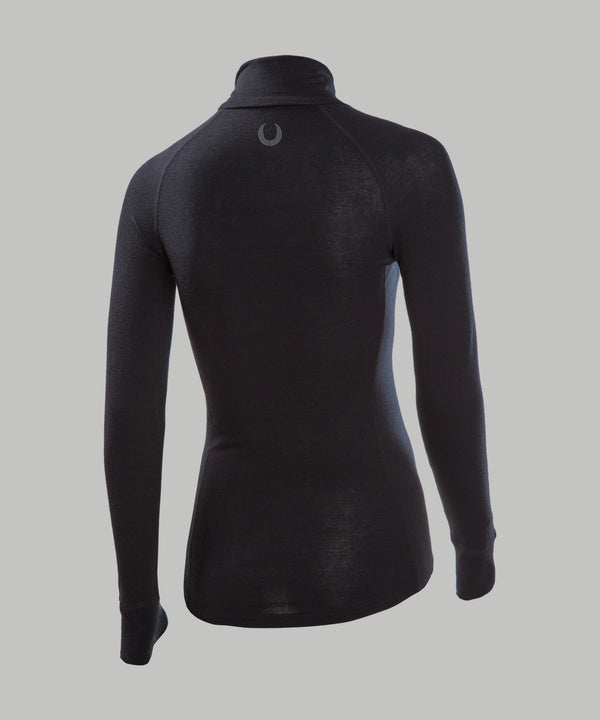 Women's Leander Athlete Kit Pro-Merino 1/4 Zip LS - Black