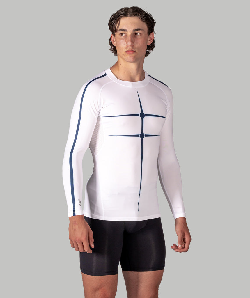 Men's Motion Pro LS Base Layer - White/Navy
