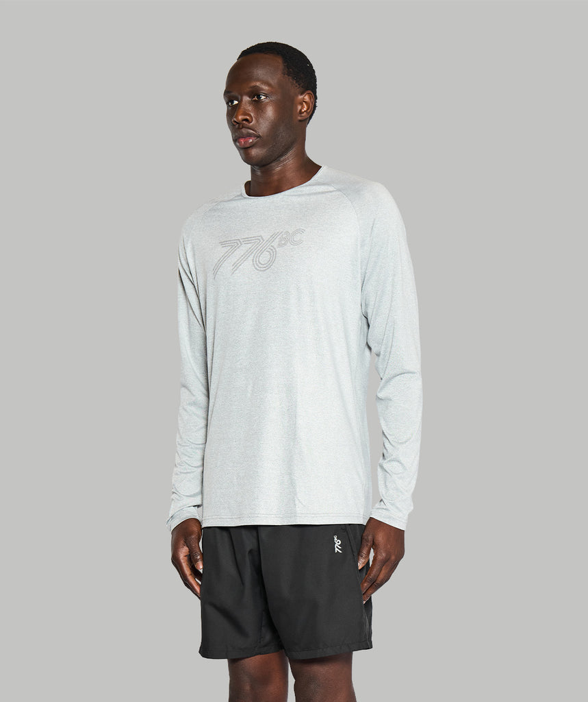 Men's Wreath Active LS T-Shirt - Grey Logo