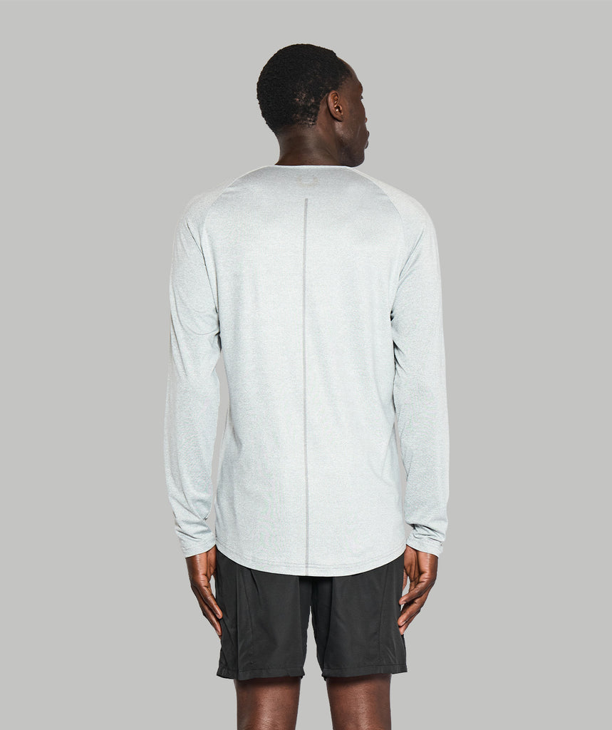 Men's Wreath Active LS T-Shirt - Grey Logo