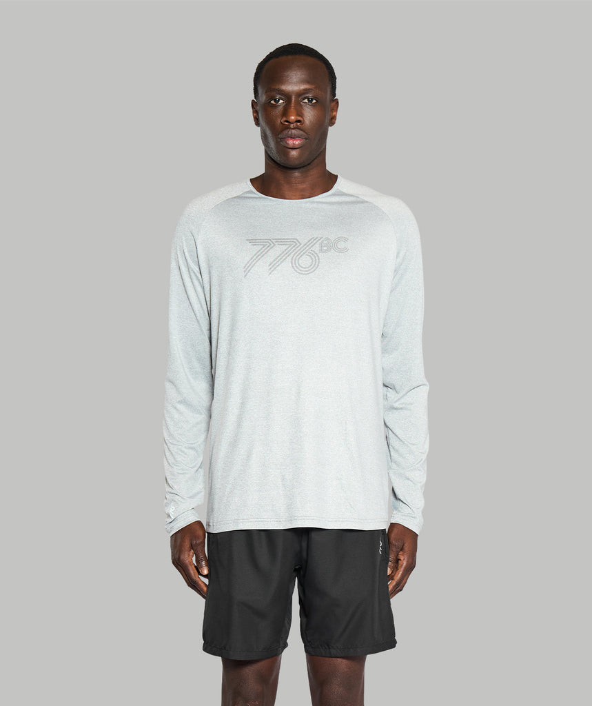 Men's Wreath Active LS T-Shirt - Grey Logo