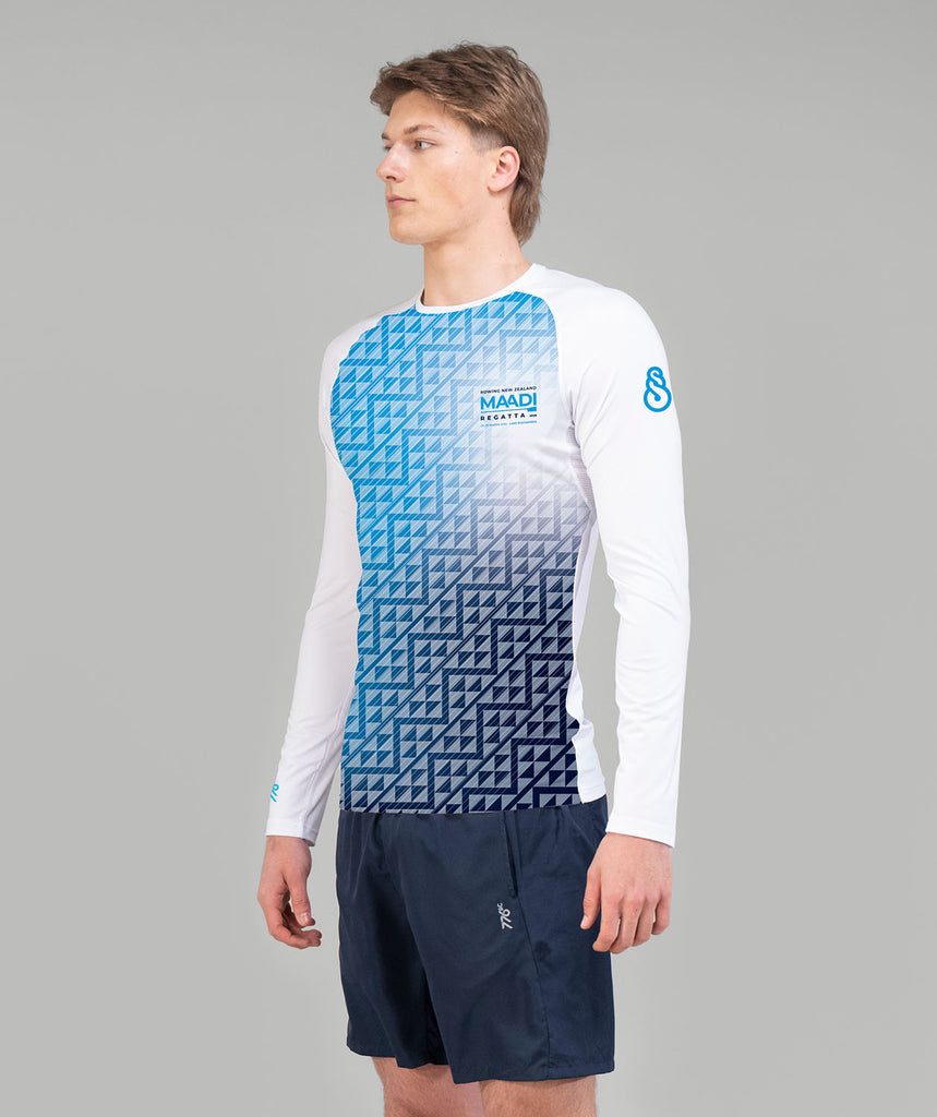 Men's Rowing New Zealand Maadi 2026 Base Layer LS - White/Blue