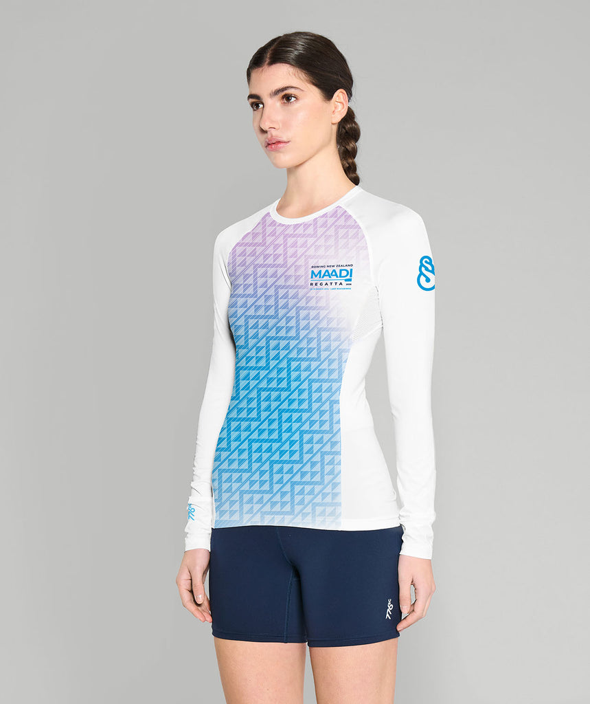 Women's Rowing New Zealand Maadi 2026 Base Layer LS - White/Blue